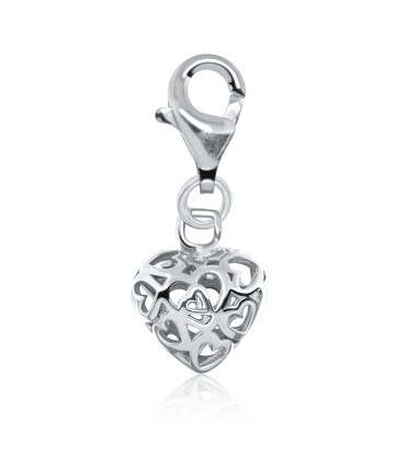 Knitted Heart Shaped Silver Charms CH-31